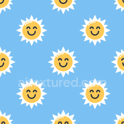 seamless Seamless 3D PBR Texture with Cheerful Yellow Smiling Sun Pattern on Blue Background texture 8k free download PBR