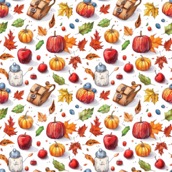 seamless Seamless 3D PBR Texture Featuring Illustrated Thanksgiving Elements on White Background texture 8k free download PBR