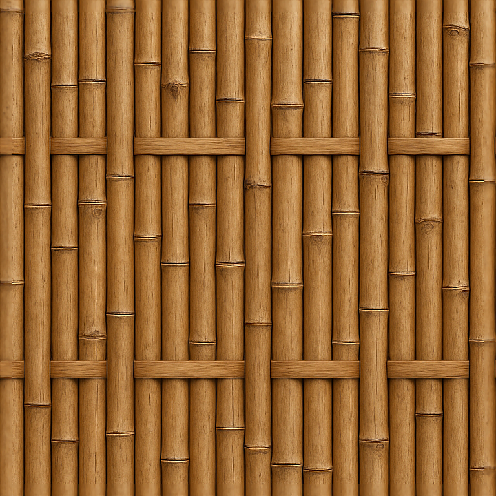 Bamboo Fence With Natural Wood Knots And Smooth Wood Surface seamless PBR texture preview