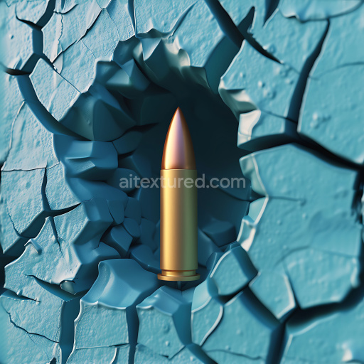 Seamless 3D Cracked & Hole PBR Texture of Blue Painted Surface with Jagged Breaks