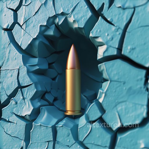 Cracked & Hole PBR Texture of Blue Painted Surface with Jagged Breaks seamless Cracked & Holes PBR texture