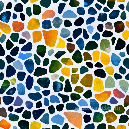 Mosaic PBR Texture with Colorful Irregular Stone Chips on White Grout seamless Mosaic PBR texture