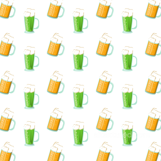 with Cartoon Beer Mug Pattern in Green and Orange seamless St patrick digital paper bundle PBR texture