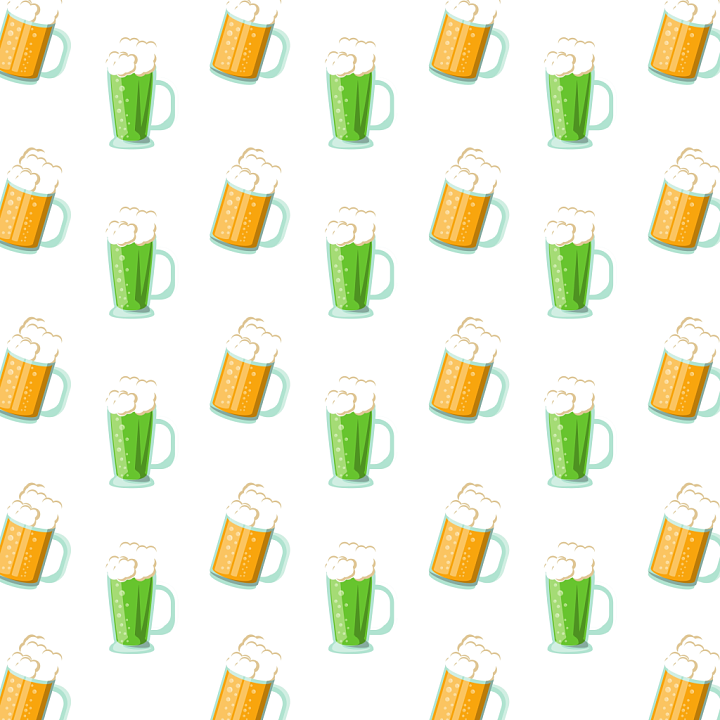 with Cartoon Beer Mug Pattern in Green and Orange seamless PBR texture preview
