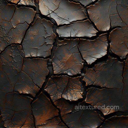 cracked burnt earth PBR texture with deep fissures and rugged surface seamless Cracked & Holes PBR texture