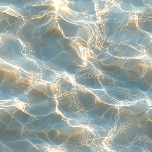 Seamless 3D PBR Texture of Shallow Water with Detailed Caustics and Subtle Wave Patterns