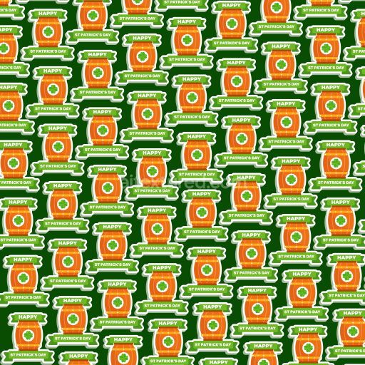 Seamless 3D PBR Texture Featuring St Patrick's Day Beer Barrels and Banners