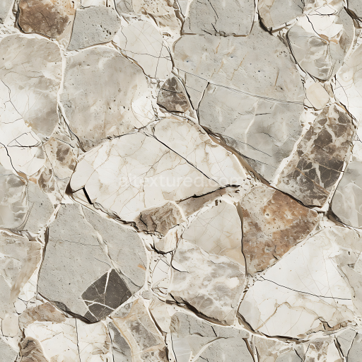Seamless 3D cracked natural stone ground PBR texture in earthy tones