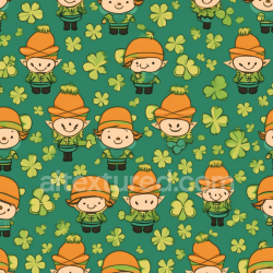 seamless Seamless 3D PBR Texture Featuring Cartoon Leprechauns and Shamrocks texture 8k free download PBR