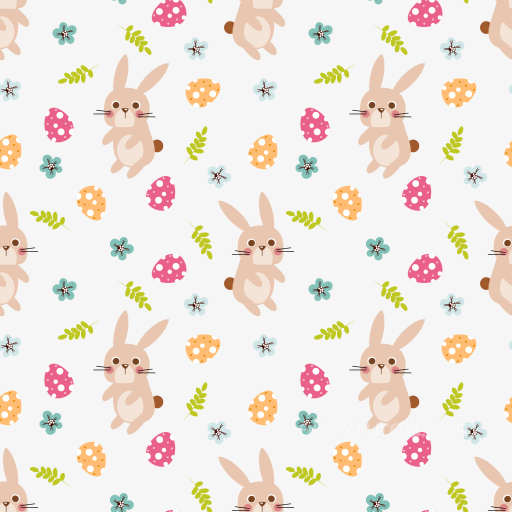 Easter-Themed Texture With Bunnies, Eggs, And Floral Elements seamless All Easter Digital paper PBR texture