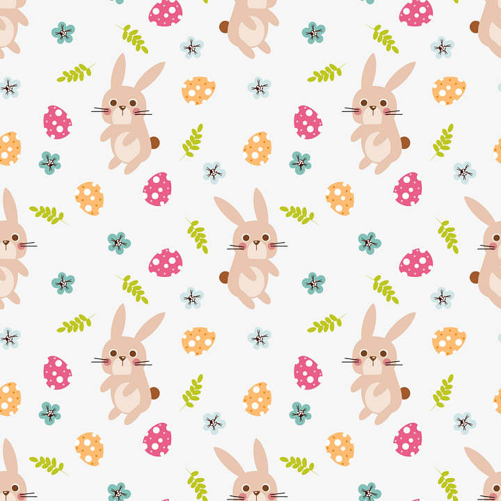 Easter-Themed With Bunnies, Eggs, And Floral Elements seamless PBR texture preview