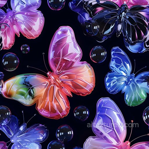 Inflated Glossy Butterfly Plastic PBR Texture with Vivid Colors seamless Inflated PBR texture