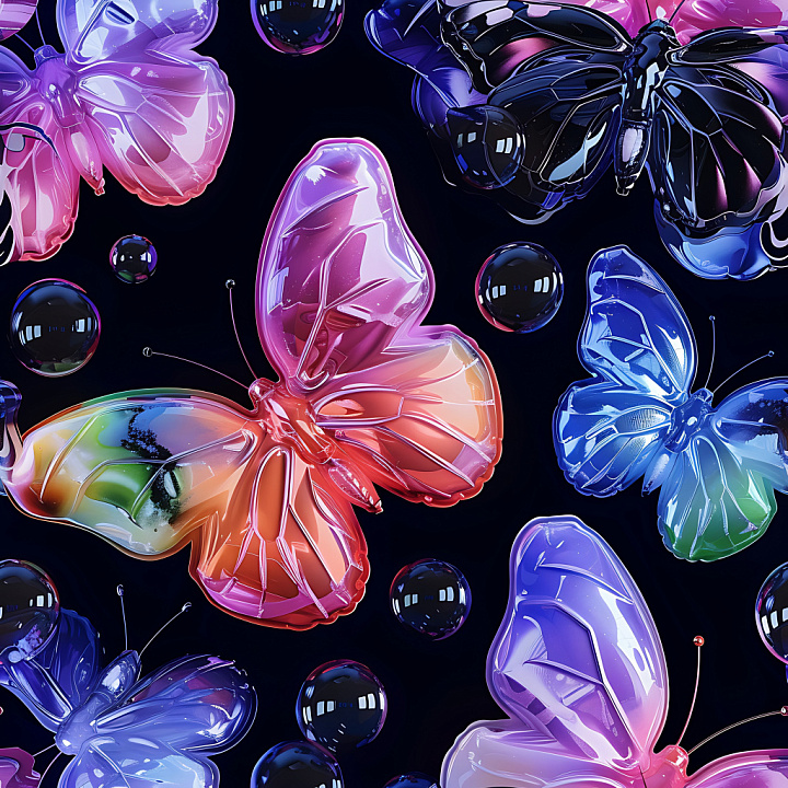 Inflated Glossy Butterfly Plastic with Vivid Colors seamless PBR texture preview