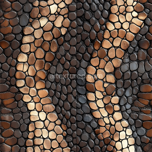 Seamless 3D PBR Texture of Stylized Reptilian Skin with Distinct Scaly Pattern and Glossy Sheen