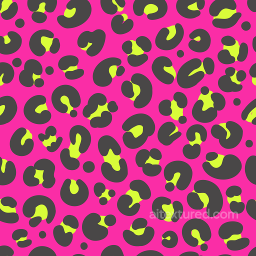 Neon Pink Leopard Print Fabric Seamless Texture with Black and Yellow Spots seamless Leopard Print PBR texture