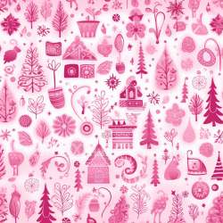 seamless Seamless 3D PBR Texture of Pink Christmas Digital Paper with Festive Elements texture 8k free download PBR