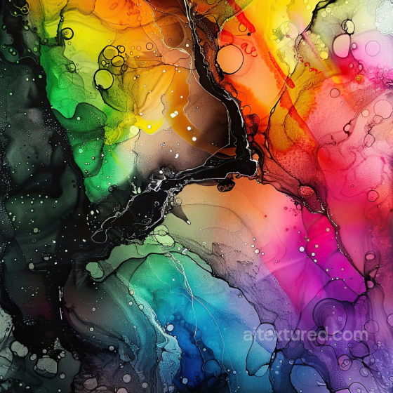 Alcohol Ink PBR Texture Featuring Vibrant Rainbow Swirls and Fluid Marbling Alcohol ink texture preview