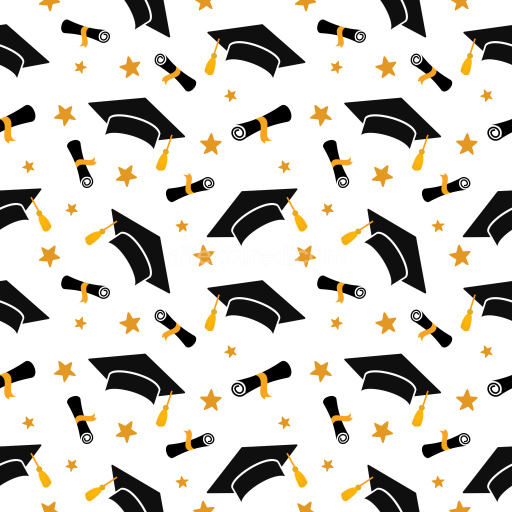 Pattern Bundle - Seamless 3D Pattern PBR Texture Featuring Graduation Caps, Diplomas, and Stars in Black a… texture preview