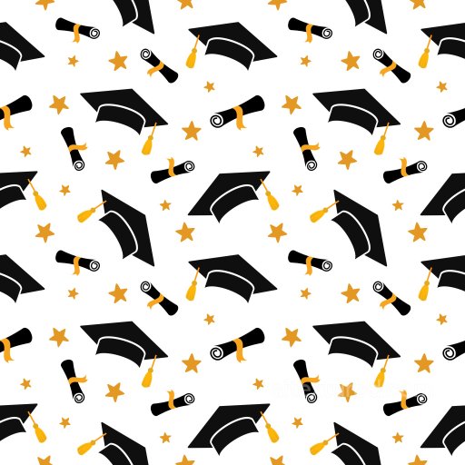 Pattern PBR Texture Featuring Graduation Caps, Diplomas, and Stars in Black and Gold seamless Pattern Bundle PBR texture