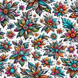 seamless Seamless 3D PBR Texture of Vibrant Multicolor Floral Graffiti Pattern texture 8k free download PBR