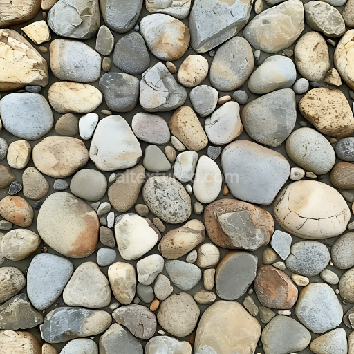 Preview — Seamless 3D River Pebble Stone PBR Texture with Natural Rounded Stones