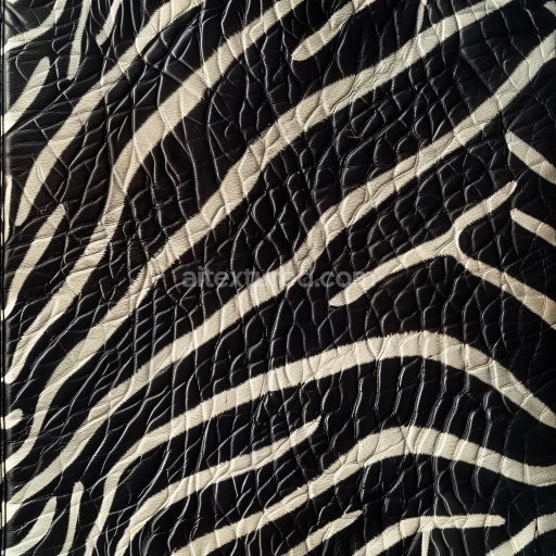 Seamless 3D Black and White Embossed Zebra Leather PBR Texture with Realistic Grain and Wrinkles