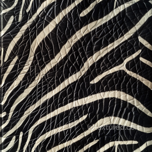 Black and White Embossed Zebra Leather PBR Texture with Realistic Grain and Wrinkles seamless Leather PBR texture
