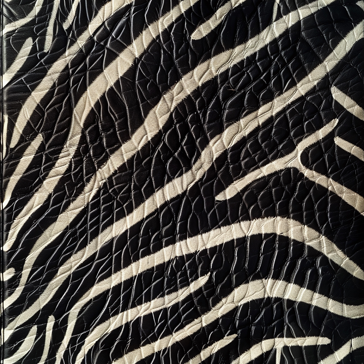 Black and White Embossed Zebra Leather with Realistic Grain and Wrinkles seamless PBR texture preview