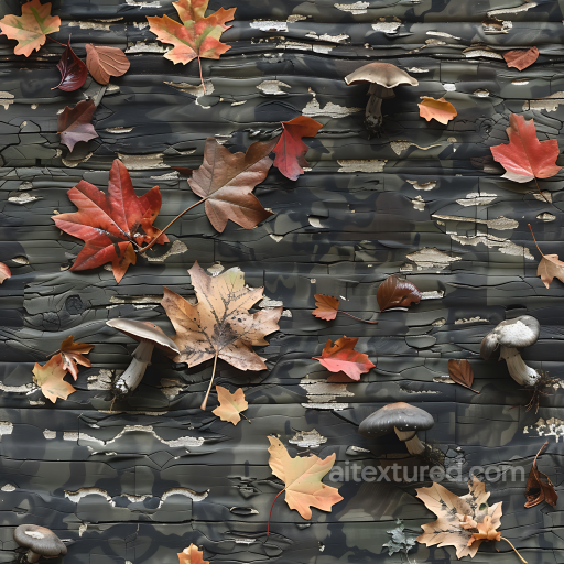 Woodland Camouflage PBR Texture Featuring Autumn Leaves and Natural Decay seamless Color Camouflage PBR texture