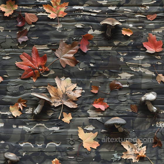Woodland Camouflage PBR Texture Featuring Autumn Leaves and Natural Decay Color Camouflage texture preview