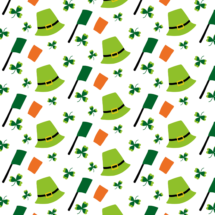 with St Patrick Hat, Shamrocks & Flags seamless PBR texture preview