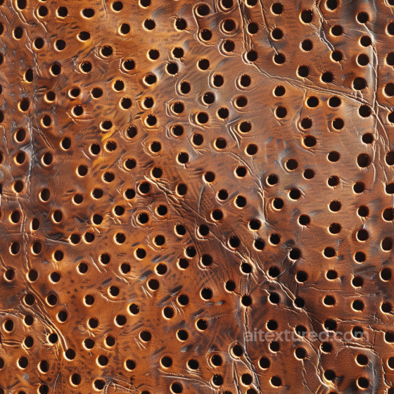 Perforated Rustic Brown Leather PBR Texture with Wrinkles and Cracks Leather texture preview