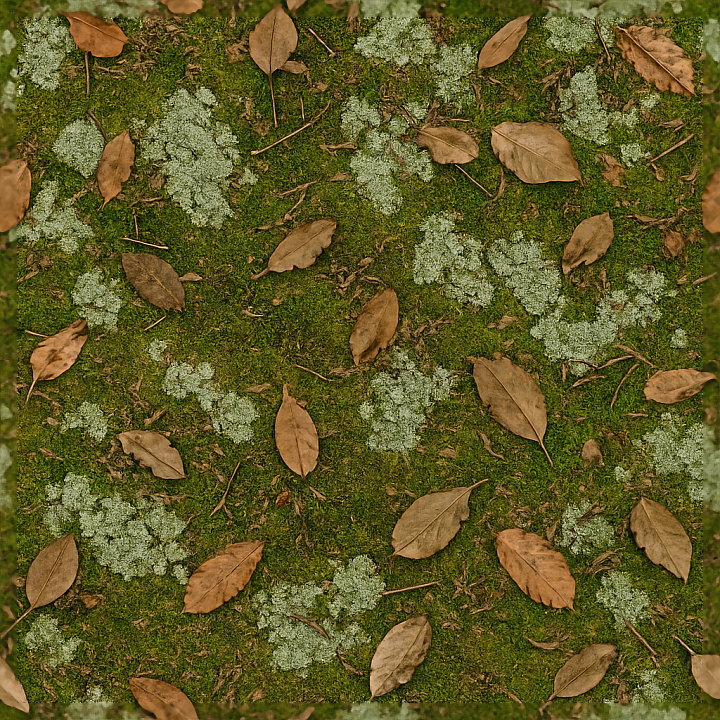 Of Peat Moss Ground With Lichen Spots And Organic Debris seamless PBR texture preview