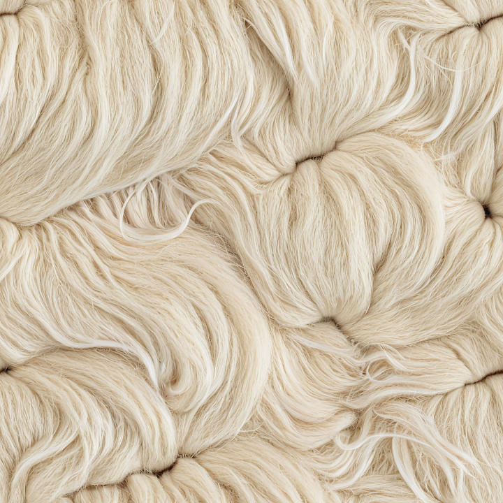 Fluffy Tufted Cream Leather with Soft Fur Detail seamless PBR texture preview