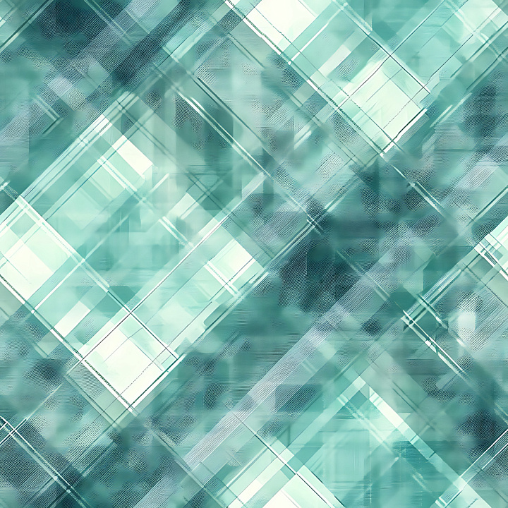 Layered Blue-Green Plaid with Soft Diffused Weaves seamless PBR texture preview