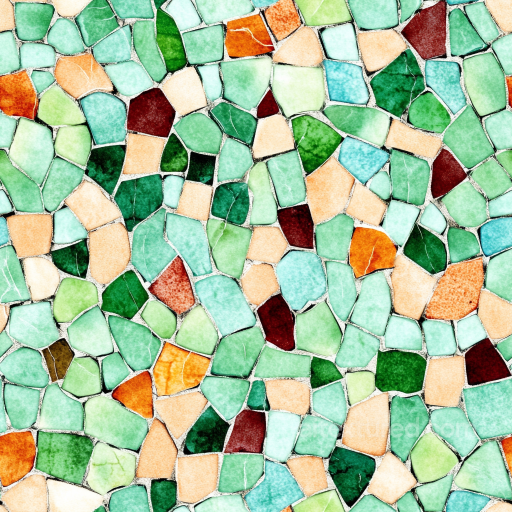Mosaic Texture of Colorful Irregular Ceramic Tiles seamless Mosaic PBR texture