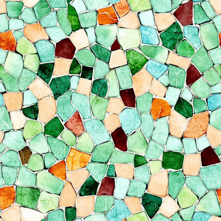 Mosaic of Colorful Irregular Ceramic Tiles seamless PBR texture preview