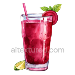 seamless Breakfast Beetroot Juice Glass with Lime Slice and Green Leaves Illustration texture 8k free download PBR