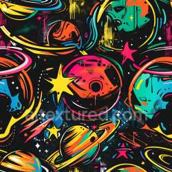 seamless Seamless 3D PBR Texture of Colorful Space-Themed Graffiti Art texture 8k free download PBR
