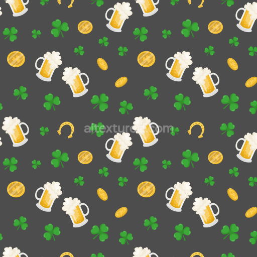 Seamless 3D PBR St Patrick Digital Paper Texture with Beer Mugs and Shamrocks