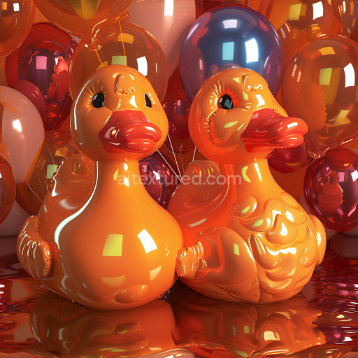 Seamless 3D Inflated Rubber Duck PBR Texture in Glossy Orange Plastic