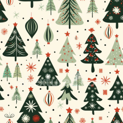 seamless Seamless 3D PBR Christmas Digital Paper Texture Featuring Stylized Trees & Ornaments texture 8k free download PBR