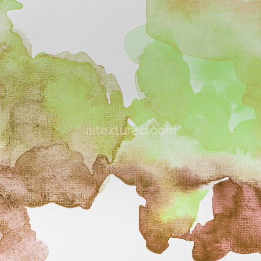 Seamless 3D PBR Watercolor Texture Featuring Green and Brown Abstract Washes