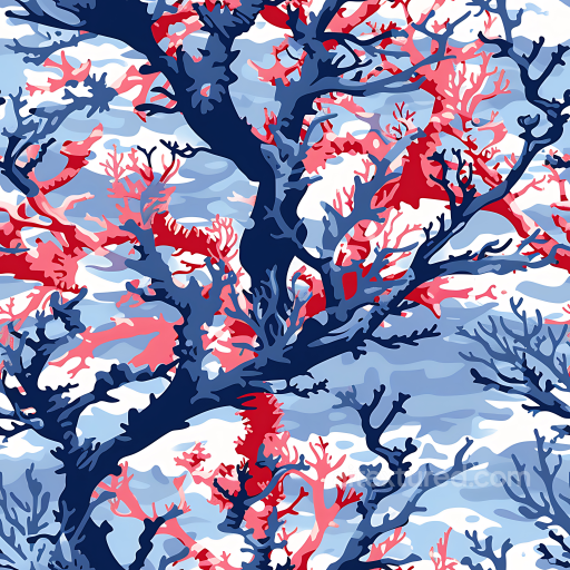 Stylized Naval Camouflage Texture in Blue and Red Coral Pattern seamless Color Camouflage PBR texture