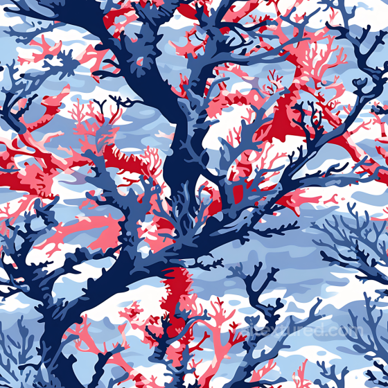 Stylized Naval Camouflage Texture in Blue and Red Coral Pattern Color Camouflage texture preview