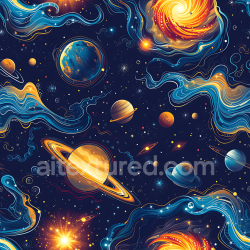 seamless Seamless 3D Space PBR Texture Featuring Vibrant Cosmic Nebula, Planets, and Starfield texture 8k free download PBR