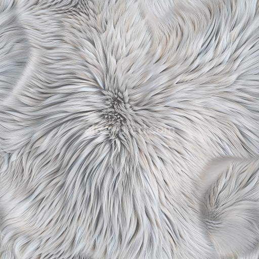 Seamless 3D Long White Fur Leather PBR Texture with Flowing Hair Strands