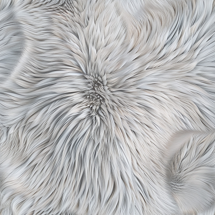 Long White Fur Leather with Flowing Hair Strands seamless PBR texture preview