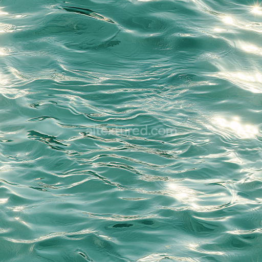 Seamless 3D PBR Texture of Turquoise Calm Water Surface with Soft Wave Ripples