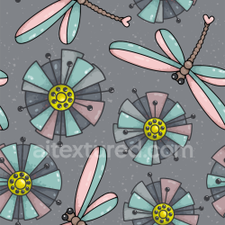seamless Seamless 3D PBR Cartoon Dragonfly Patterned Fabric Texture with Pastel Colors texture 8k free download PBR